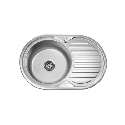 Мойка нерж врезная овал 77х50х160, т.0,6 универсальная бол. сиф БЕЗ ОТВ. (+сифон) Китай
