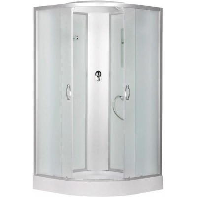 Душ. кабина ER3510P-C3 RUS 100*100*215см,зад.стен. бел.стекло мат.4 мм низ.под. без г/м. проф.хром.3к.