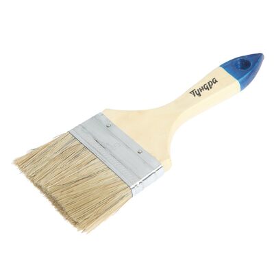 Кисть плоская ТУНДРА, натуральная щетина, деревянная рукоятка, 3", 75 мм 881506 Кисть плоская ТУНДРА, натуральная щетина, деревянная рукоятка, 3", 75 мм 881506