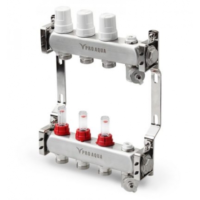 Коллекторный блок PRO AQUA с расходомерами 3 выхода, 230мм, 1 х 3/4 (V 500 MB. 03) Коллекторный блок PRO AQUA с расходомерами 3 выхода, 230мм, 1 х 3/4 (V 500 MB. 03)