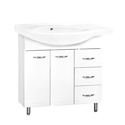 Подстолье "Мальта-82" 2 двери, 3 ящика (белый) под ум."Коралл-82 правое крыло" 797х800х366