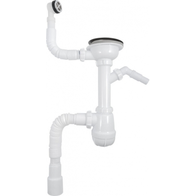 B0140-20-MRСифон для мойки 3 1/2"х40 с мет.реш. с круглым переливом с отводом с/м Aquant с гибкой трубой 40х40/50