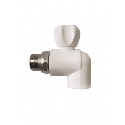 Кран п/радиатор с американкой 25-3/4 PP-R штуцер угловой Rosturplast