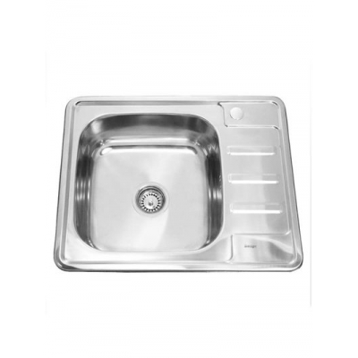 Мойка нерж врезная 58х48х160, т.0,6 левая бол. сиф (+сифон) Китай