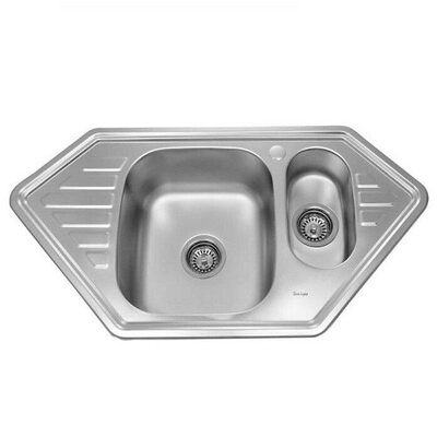 Мойка врезная угловая 95х50х160 т.0,6 (+бол.сифон) Китай