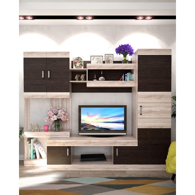 "Сити" гостиная Венге/Дуб Сокраменто светлый (2500*2000*500, 5 мест)