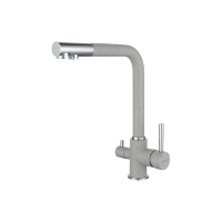 Смеситель Кухня GRANFEST d=35 Г - образный с краном питьевой воды (3611) (серый)