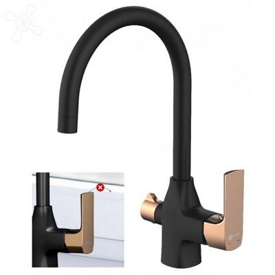 7261BLR Урсус Смеситель для кухни, с подключением к фильтру питьевой воды, черный/розовое золото LEMARK