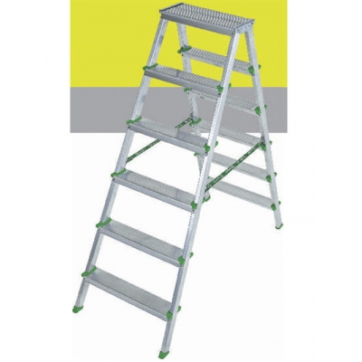 Двусторонняя алюминиевая стремянка 7х7 (h = 1,47 м) до 100 кг