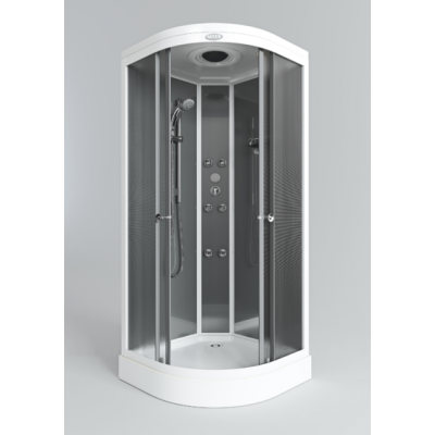 Душ. кабина АRCUS AS-102 90*90*215 низ. под., зад. стенки мат "серебро",стекла мат., проф,бел 5 к