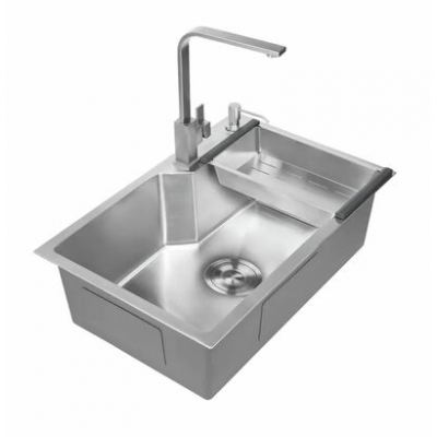 Мойка нерж врезная 650x480х230 т (3,0+1.2mm) сатин НМ 6548 S (+ сифон, колландер, дозатор мыла) AISI 304