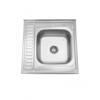 Мойка нерж 600х600х180 т.0,8 ДЕКОР бол. сиф. (+ сифон) правая Китай