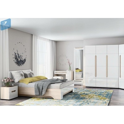 ПАЛЕРМО-3 Кровать 1,6 м б/ортопеда КР-004 (1660*900*2060,Шимо светл./глянц Белый) (5 мест) ЕЛ53+ЕУ75