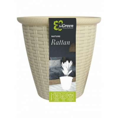 Кашпо напольное Rattan D 266мм/10 л с внутренним горшком 6 л сливочный ING6215СЛВ