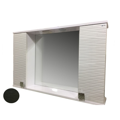 Зеркало + шкаф "FIESTA-100" волна 3D (черный мет.) 1000*650*165 Зеркало + шкаф "FIESTA-100" волна 3D (черный мет.) 1000*650*165