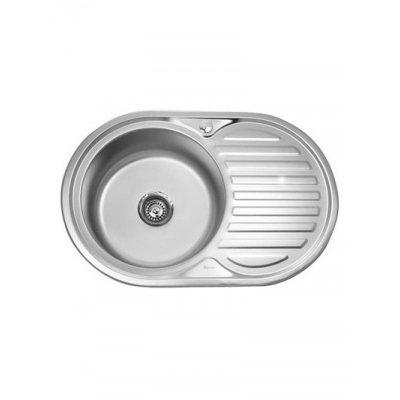 Мойка нерж врезная овал 77х50х180, т.0,6 левая бол. сиф (+сифон) Китай