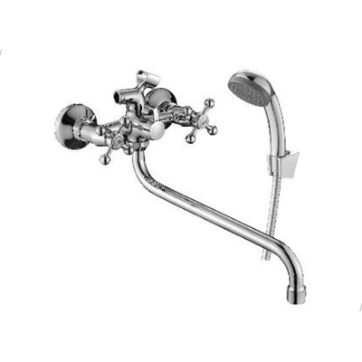 DR54045 Смеситель двуручный универсальный с поворотным изливом 30см, хром