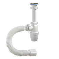 А-325921 Сифон бутылочный ОРИО малый 1 1/4" х 40 с удленн. патрубком и гибкой трубой 40-50