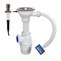 АА-4007 Сифон бутылочный полуавтомат ОРИО 3 1/2" х 40 с прямоугольным переливом (кнопка-грибок)