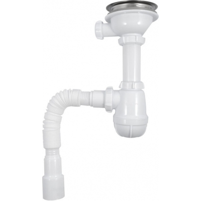 B0144-20-MR Сифон для мойки 3 1/2"х40 с мет.реш. с гибкой трубой Aquant 40х40/50