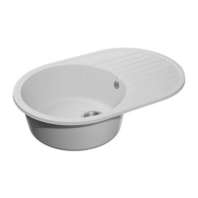 Мойка GRANFEST-QUARZ (ECO) - 18 РОНДО 1 чаша+крыло 740*480 мм (СЕРЫЙ)(без сифона)