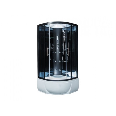 Душ. кабина ER5709TP-C24-RUS 900*900*2150см, зад стенка зеркальная ст.тон. 4 мм г/м выс.под. проф.чер.