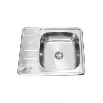 Мойка нерж врезная 58х48х160, т.0,6 правая бол. сиф (+сифон) Китай