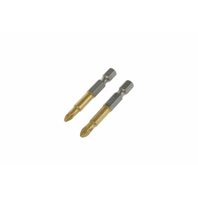 Биты ТУНДРА, намагниченные, сталь S2, 58-60 HRC, TiN, PH2 х 50 мм, 2 шт. 1414804