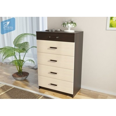 Комод ЛДСП Вега К-05 (Комод 5 ящ.) (Фасад ЛДСП- Дуб молочный Каркас- венге,866*882*417) (2 места) АИ-22