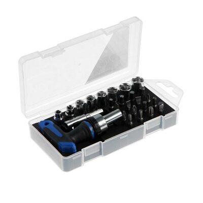 Отвертка с набором бит и торцевых головок ТУНДРА, в пластиковом кейсе, 26 предметов 5200501