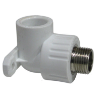 Уголок комб. штуцер 20х1/2 С КРЕПЛЕНИЕМ PP-R Rosturplast (25)