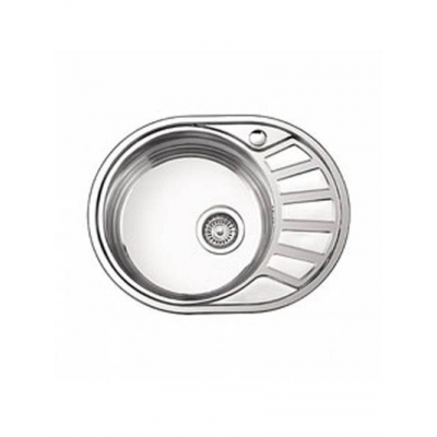 Мойка LEDEME врезная 57*45 т.0,8 овал левая МАТОВАЯ бол.сиф. (L75745-L) (+ сифон)