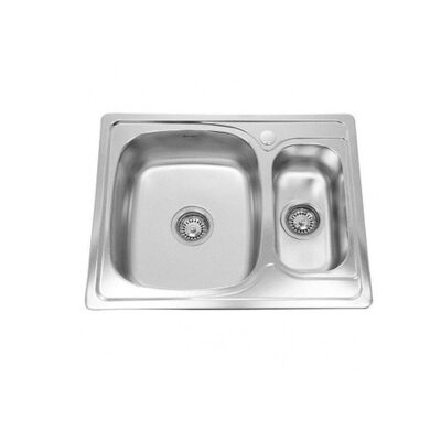 Мойка нерж врезная 630х500х180 т.0,8 ДВОЙНАЯ бол. сиф. (+ сифон) левая Китай АКЦИЯ!!!