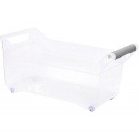 Органайзер с ручкой на колесах 7л прозрачный ("М-пластика") (М 1621)