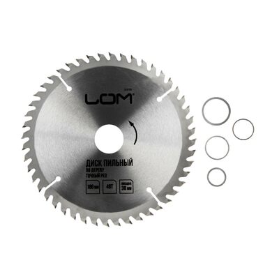 Диск пильный по дереву ЛОМ, точный рез, 180 х 30 мм (кольца на 20, 16), 48 зубьев 5239766