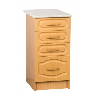 Рабочий стол 40 бук (4 ящика) фасад МДФ ,столешница цвет (КАРАРА)