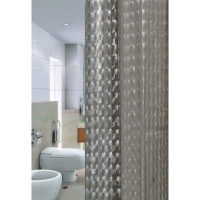 Штора д/ван "ZALEL 3D с кольцами 180х180 серый состав 100% EVA