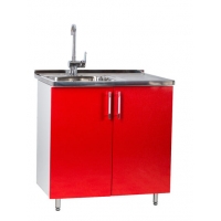 Тумба 80*50 (2 дверцы) красный металлик фасад МДФ