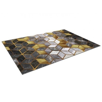 Коврик придверный влаговпитывающий SHAHINTEX DIGITAL PRINT 60х90 "Куб" серый с золотом (13)