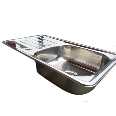 Мойка нерж врезная 76х42х160, т.0,6 левая бол. сиф (+сифон) Китай