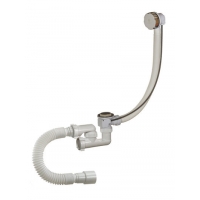 А-28089 Cифон для ванны (обвязка) ОРИО 1 1/2"х40, регул., с перел. и гиб.трубой 40-40/50 (полуавтом)