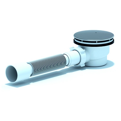 E325C Сифон для д/п 1 1/2**90, h 65 c гибкой тр. 375*40/50, хром