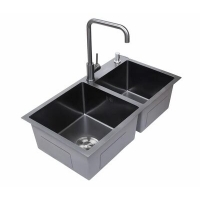 Мойка нерж врезная 780x480х230 т (3,0+1.2mm) черная НМ 7848/1,5 1,5 чаши (+ сифон, колландер, дозатор мыла) AISI 304 Мойка нерж врезная 780x480х230 т (3,0+1.2mm) черная НМ 7848/1,5 1,5 чаши (+ сифон, колландер, дозатор мыла) AISI 304