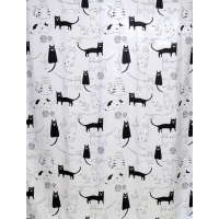 Штора для ванн BATH Little Black Cat бело-черный 180х180 (ch-12256 (103) Штора для ванн BATH Little Black Cat бело-черный 180х180 (ch-12256 (103)
