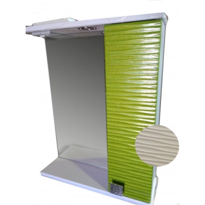 Зеркало + шкаф "FIESTA-50" волна 3D правый (белый мет.) 500*650*150