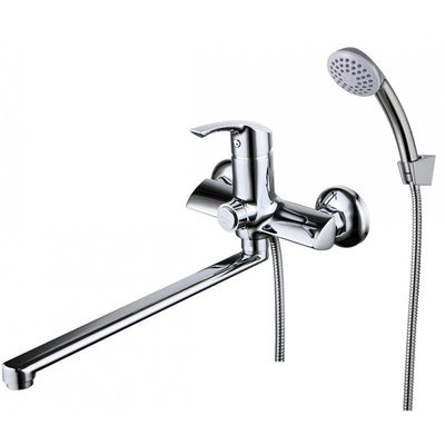 1157C плюс Страйк Смеситель универсальный с плоским изливом 300 мм, кнопочный дивертор, хром LEMARK