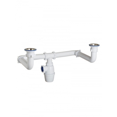 К-4309 Сифон двойной бутылочный одноуровневый ОРИО 1 1/2" х 40, со смещенными сливами К-4309 Сифон двойной бутылочный одноуровневый ОРИО 1 1/2" х 40, со смещенными сливами