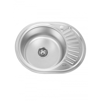 Мойка нерж врезная овал 57х45х160, т.0,6 левая бол. сиф (+сифон) Китай