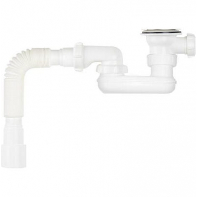 V645-40-MR Сифон для душевого поддона 1 1/2"х40 плоский регулир. с выпуском с гибкой трубой 40х40/50