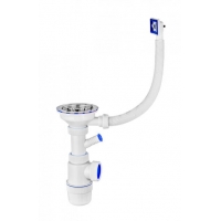 ВП 6176 Сифон "Элит" с нерж.чашкой, переливом и отводом для СМ (3 1/2 - 40)